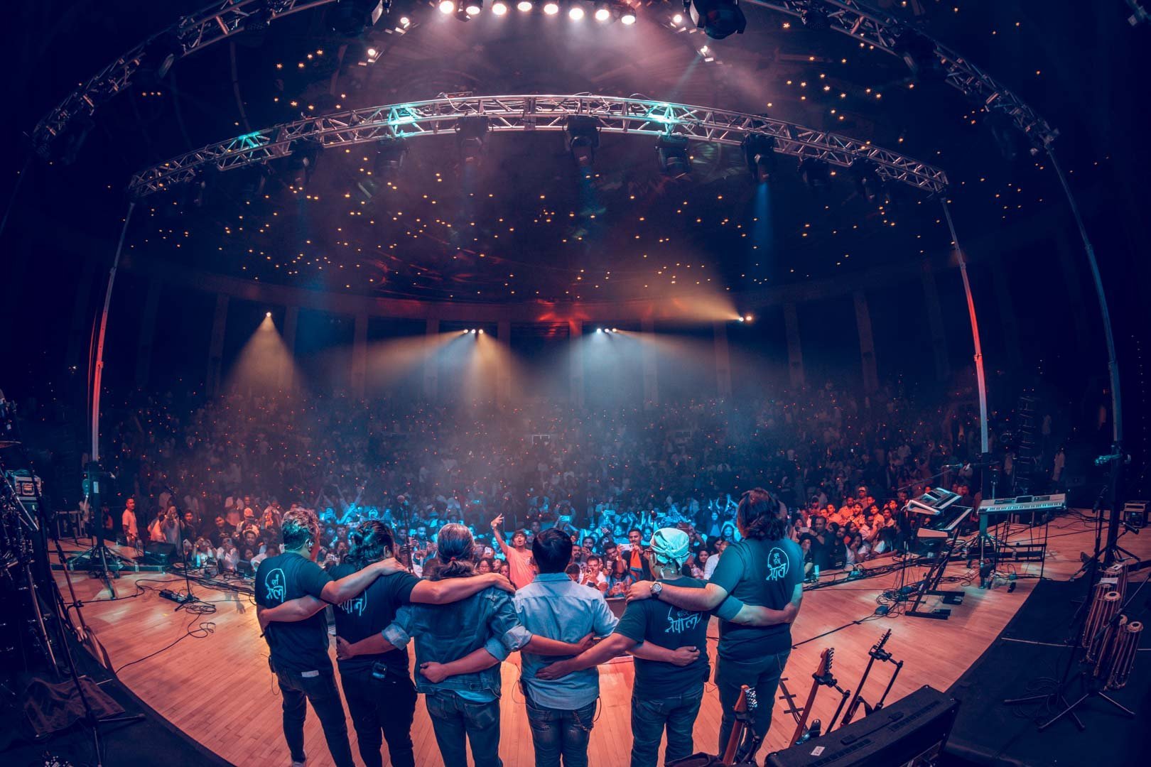 01 Nepathya band members bid farewell to the audience after their final concert of the US Tour in Harrisburg, Pennsylvania. Photo-Dipit Raz-nepalaya