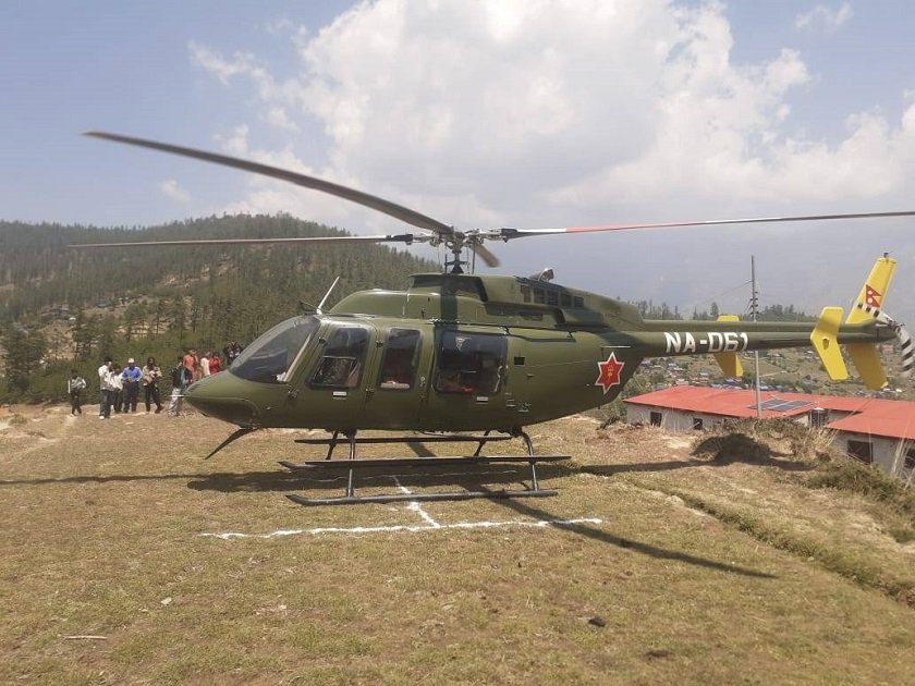 सुत्केरी हुन नसकेपछि हेलिकप्टरमार्फत उद्दार