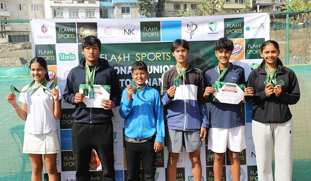फ्ल्यास स्पोर्ट्स टेनिस : सोनाम, सारा र विश्वलाई स्वर्ण