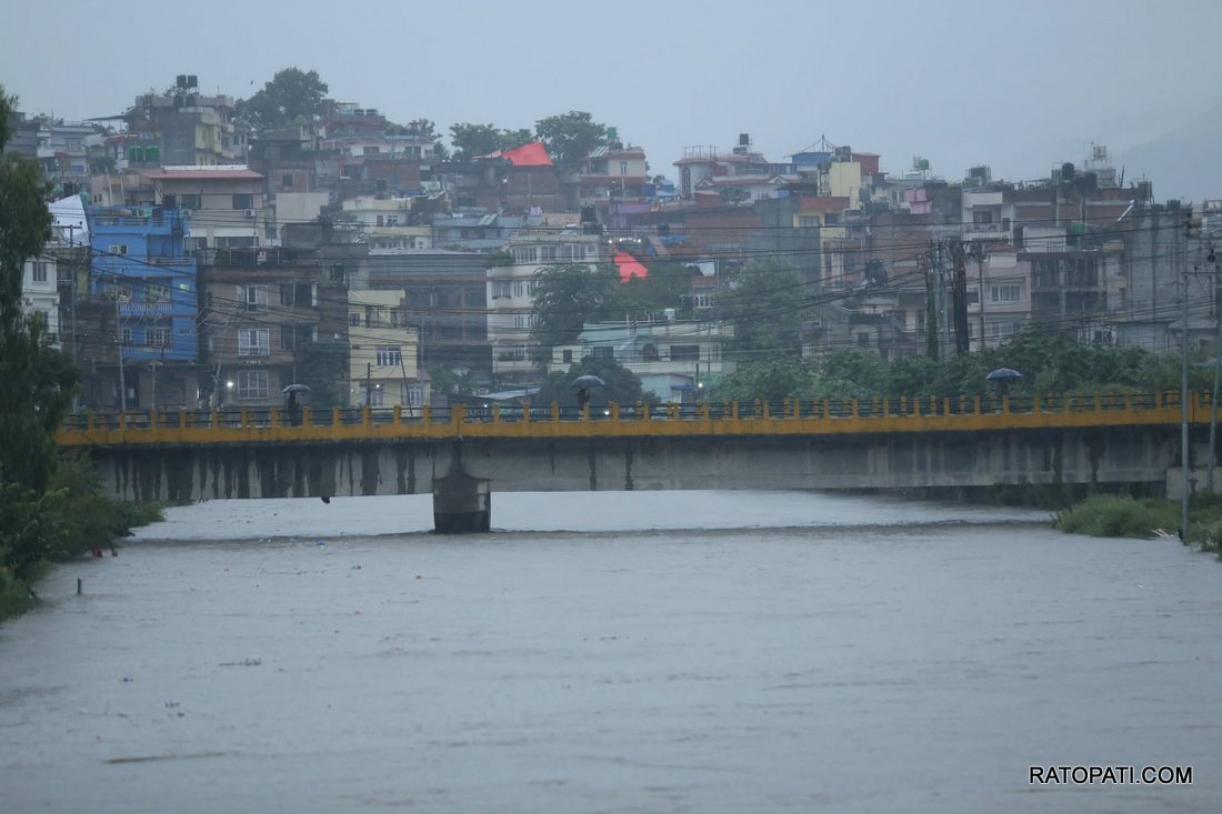   बागमती नदीमा जलसतह खतरा तह पार