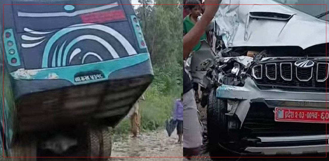   राैतहटमा बस र स्कारपियो ठोक्किँदा दुर्घटना
