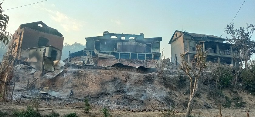 पाल्पामा आगलागीबाट चार घर जलेर नष्ट, २ जना घाइते
