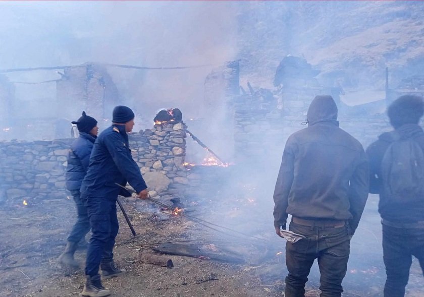 गोरखामा आगलागी हुँदा तीन घर जलेर नष्ट