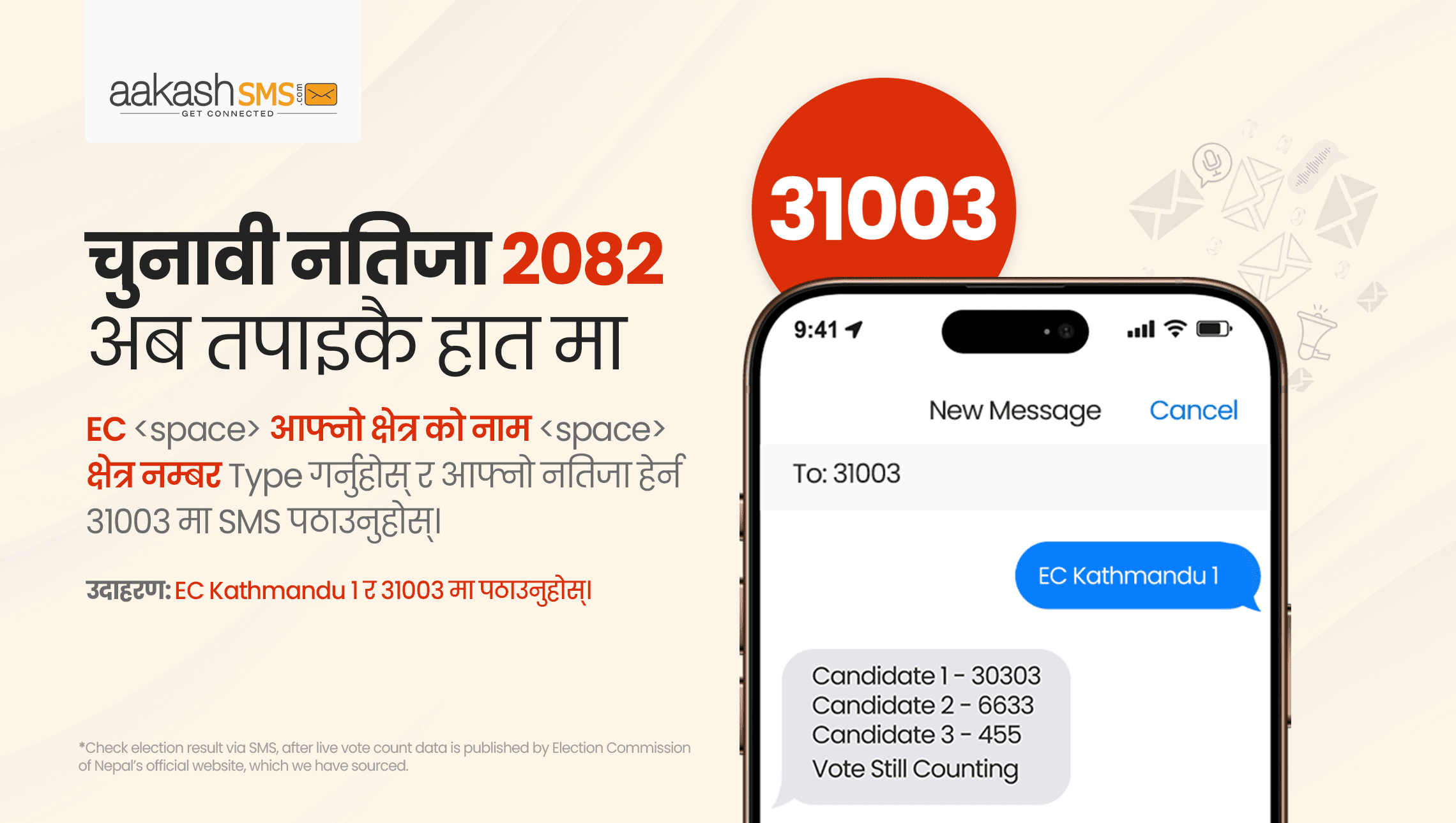 एसएमएसबाट यसरी लिन सकिन्छ प्रतिनिधि सभा निर्वाचनको मतपरिणाम