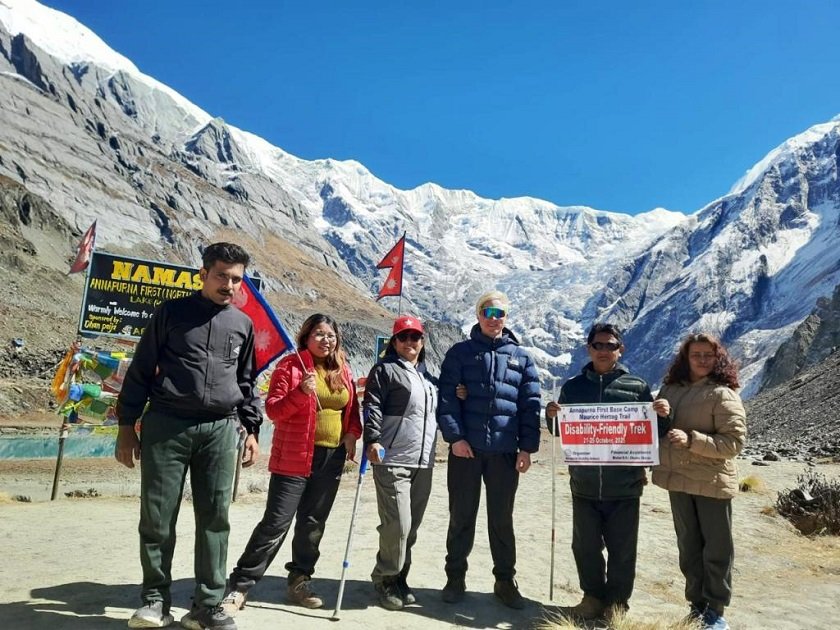 अपाङ्गता भएकाहरुले गरे अन्नपूर्ण आधार शिविरको पदयात्रा
