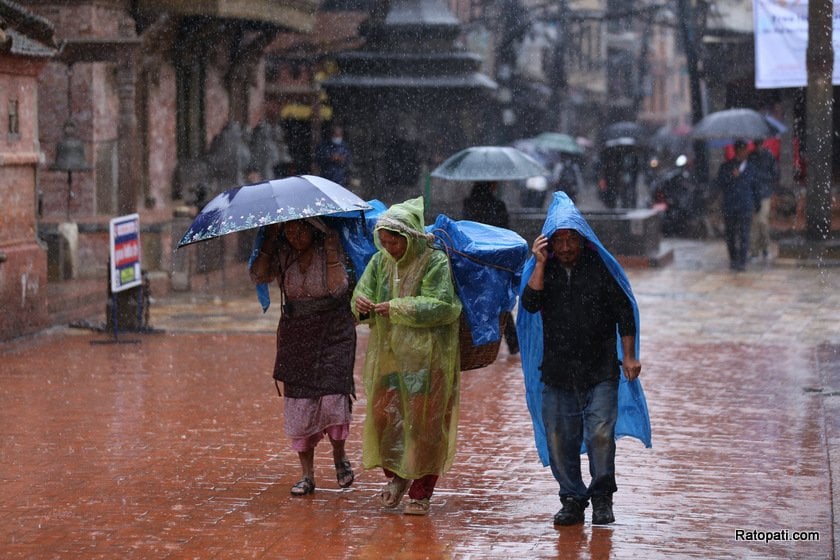 आज बेलुकादेखि वर्षा मत्थर हुँदै जाने