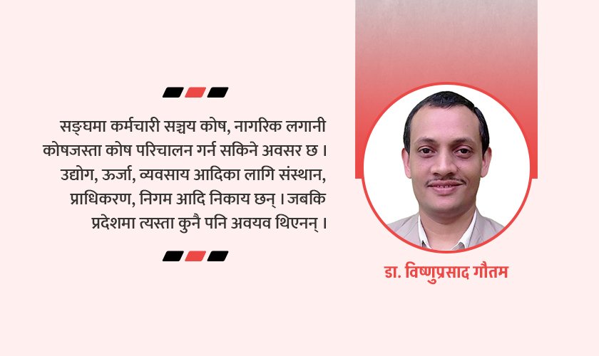   प्रतिफलमुखी पूर्वाधार विकासमा यथेष्ट पुँजी परिचालनका लागि प्रदेश लगानी कोष