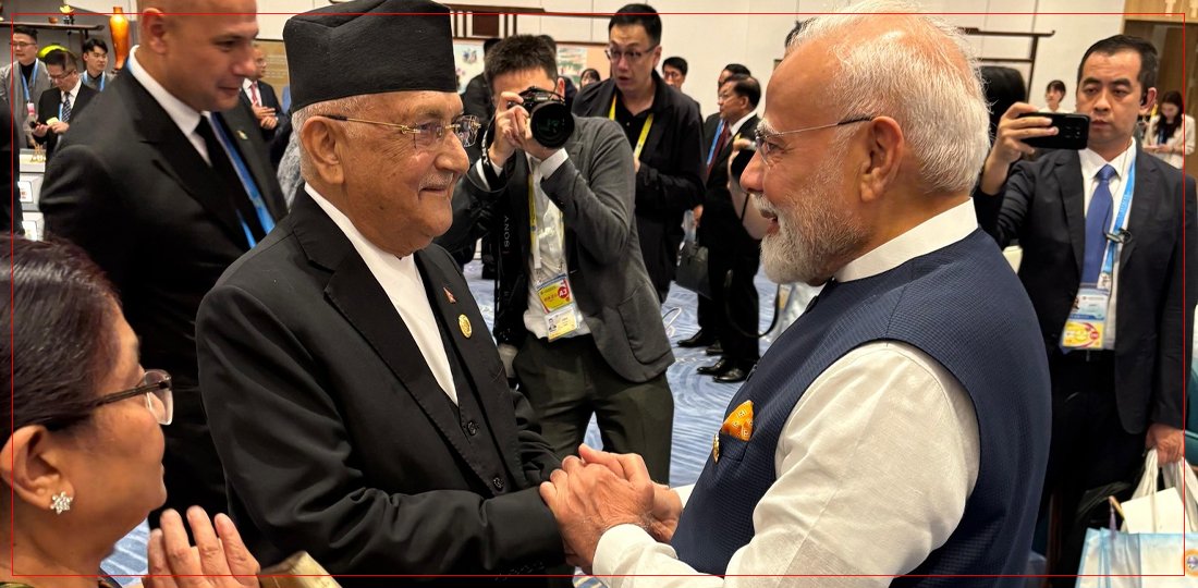 चीनमा ओली–मोदीबिच भेट