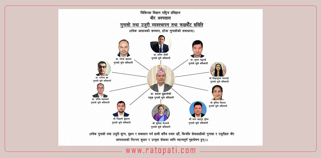 वीर अस्पतालमा गुनासो सुन्ने अधिकारी मात्रै ११ जना