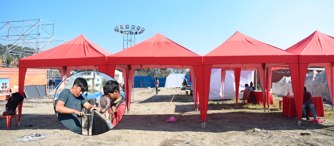   एमाले महाधिवेशन उद्घाटन कार्यक्रमको तयारी धमाधम (तस्बिरहरू)
