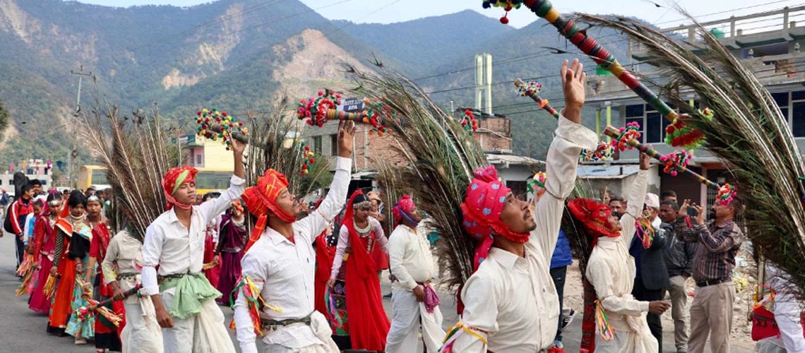 जालपादेवी केबुलकारको शिलान्यासमा थारु कलाकारको नृत्य, तस्बिरहरू