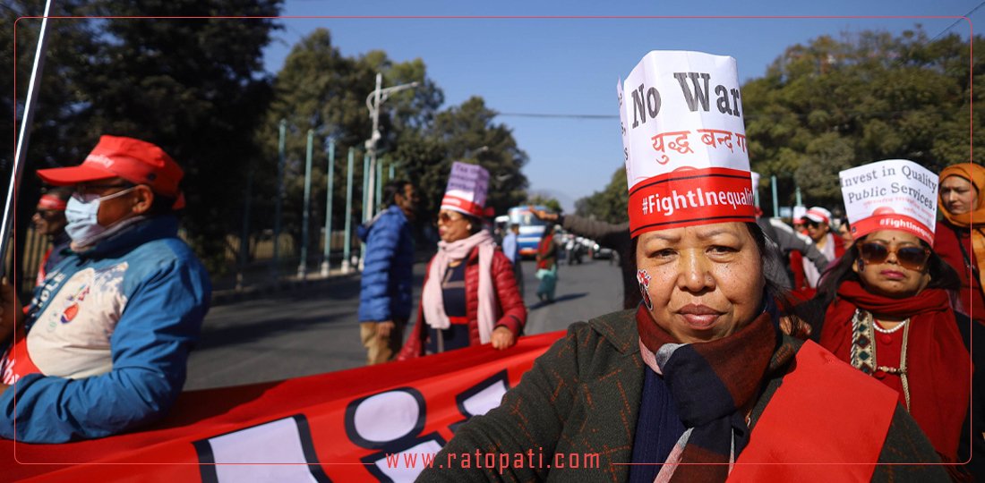 जलवायु परिवर्तनका लागि जिम्मेवार राष्ट्रलाई शोधभर्ना गराउन माग गर्दै प्रदर्शन (तस्बिरहरू)