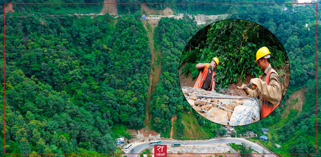 झ्याप्ले खोलाको पहिरो रोक्न ग्याबिन वाल र बाँस रोपिँदै (तस्बिरहरु)