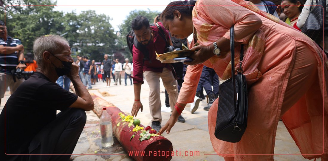 इन्द्रजात्राका लागि नगर प्रवेश गराइयो लिङ्गो (तस्बिरहरू)