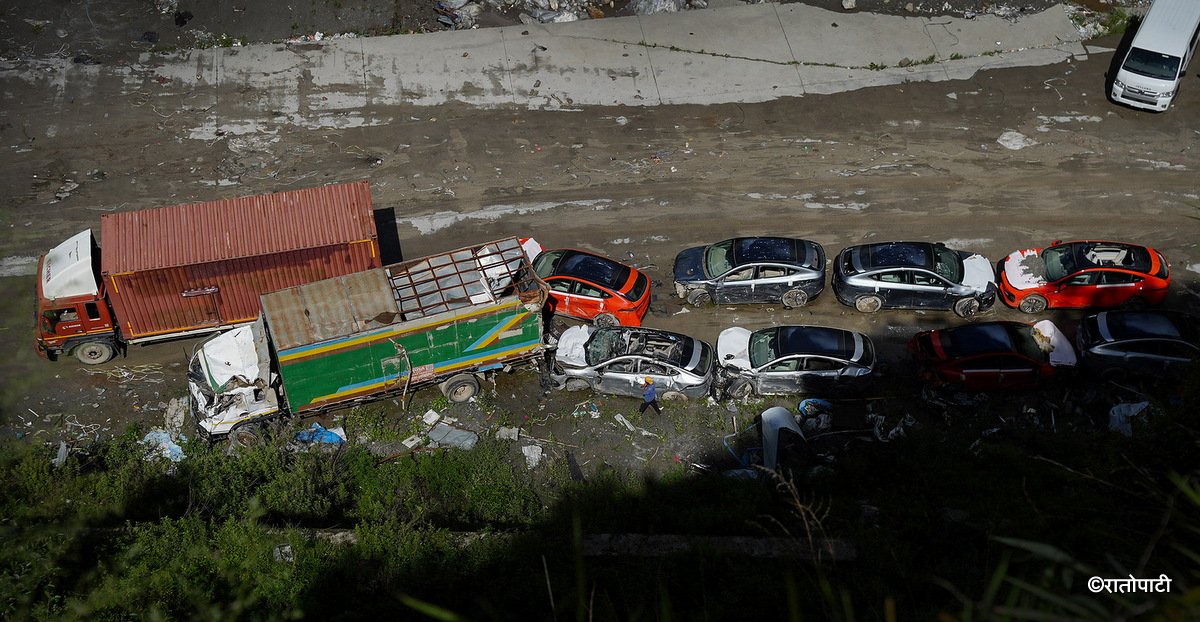 11 Electric Vehicles Unclaimed at Rasuwa Timure Customs After Flood Damage