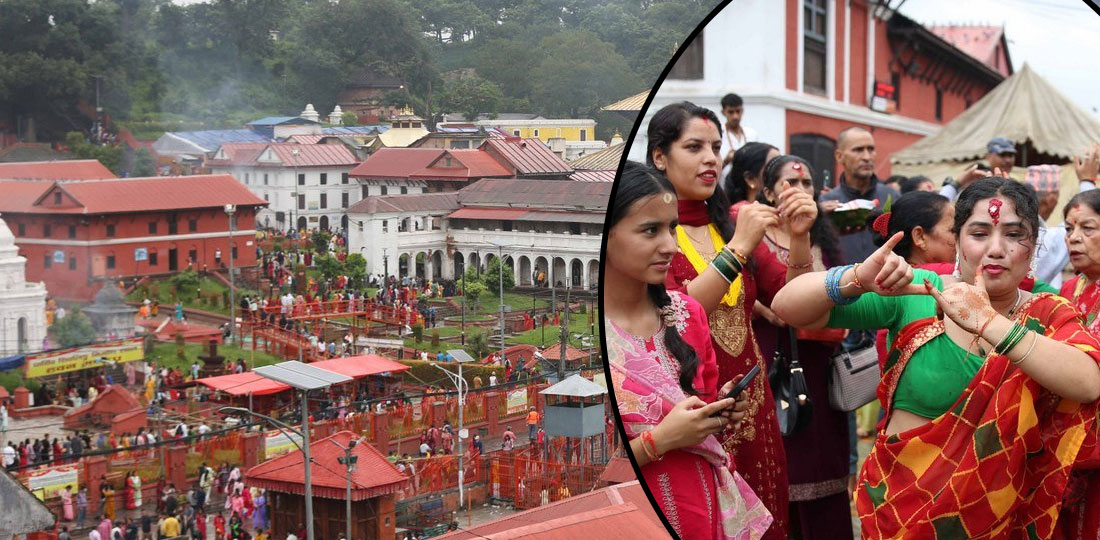 साउनको अन्तिम सोमबार पशुपतिमा श्रद्धालुहरूको भिड, तस्बिरमा हेर्नुहोस्