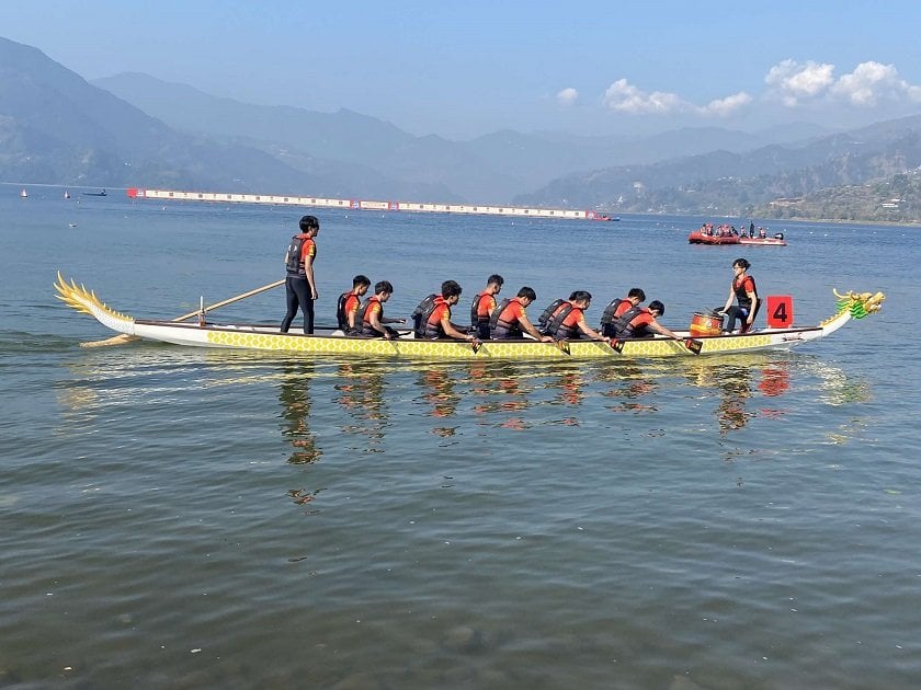 पोखरामा सुरु भयो ड्रागन बोट रेस