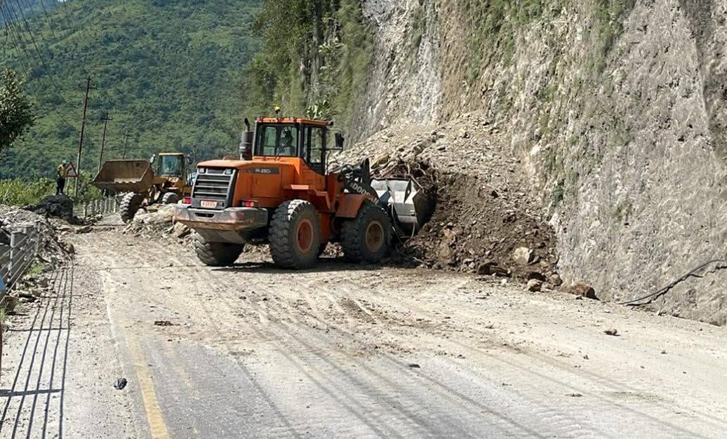 Muglin-Narayangadh Road Blocked Again by Dry Landslide