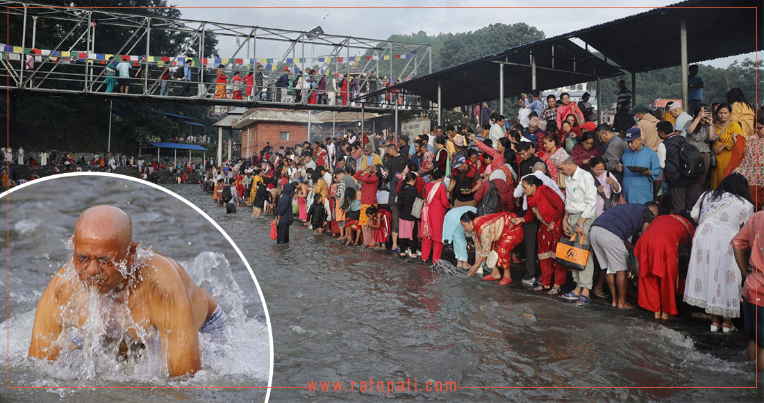 गोकर्णेश्वरमा दिवङ्गत बाबुको नाममा श्राद्ध गर्नेहरूको घुइँचो, तस्बिरहरू