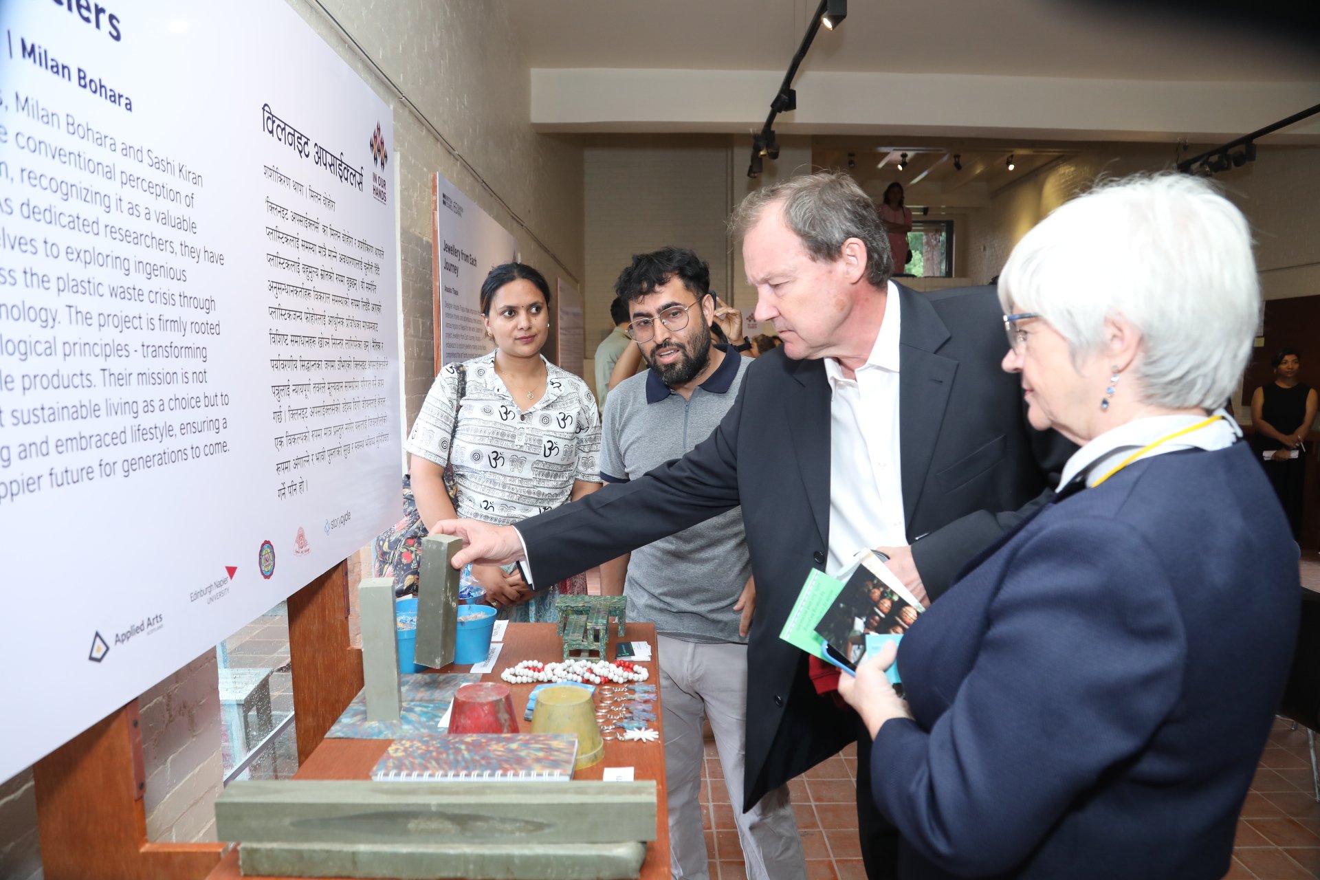 HE Rob Fenn, British Ambassador and Helen Silvester, Regional Director, South Asia, British Council  visiting the Our Hands Exhibition  