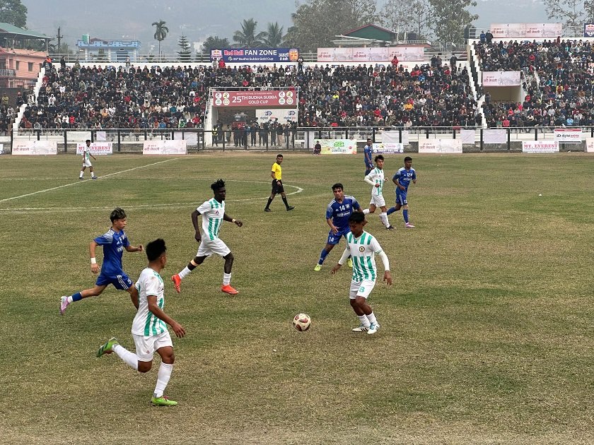 बुढासुब्बा गोल्डकप :‘सडन डेथ’ मा धरान फुटबल क्लबलाई हराउँदै युके एफसी सेमिफाइनलमा