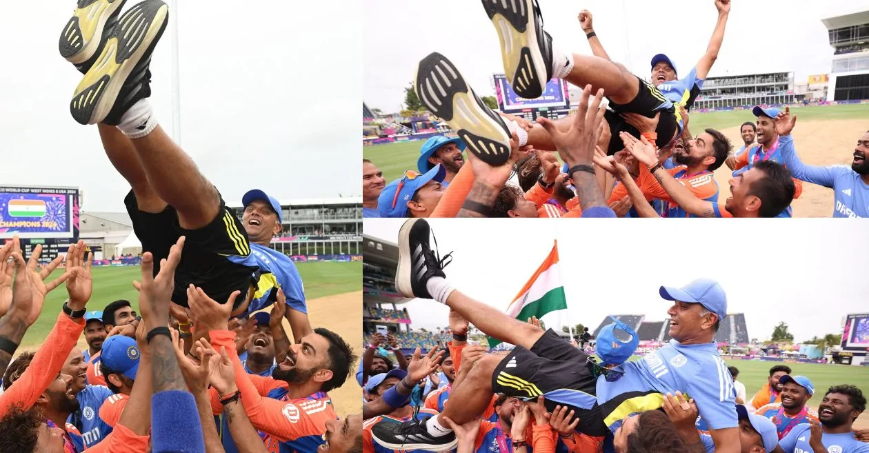 India-players-lift-Rahul-Dravid-after-T20-World-Cup-win