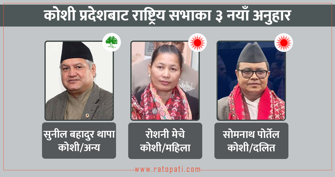   कोशीबाट राष्ट्रिय सभामा पुग्ने यी तीन भाग्यमानी