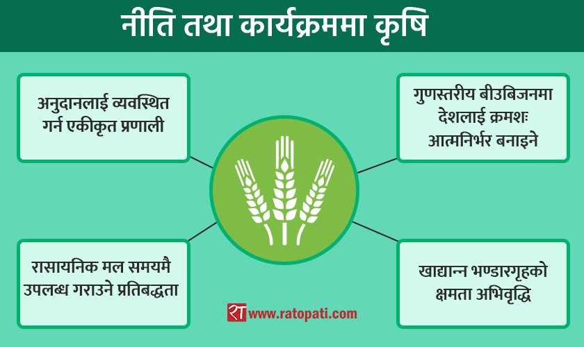 कृषि क्षेत्रमा सरकारका ९ प्राथमिकता : उत्पादन र उत्पादकत्व वृद्धि गर्ने लक्ष्य