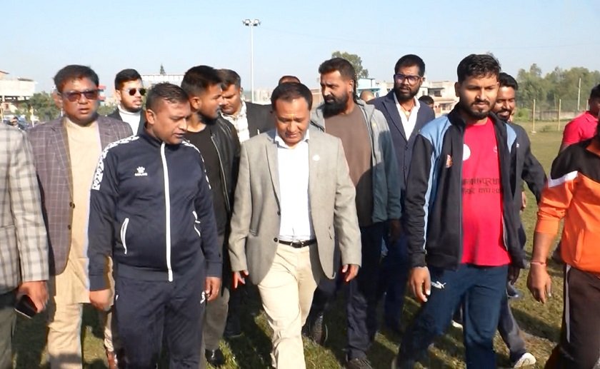   मन्त्री घिसिङ र गुप्ताद्वारा निर्माणाधीन रामजानकी रंगशालाको निरीक्षण