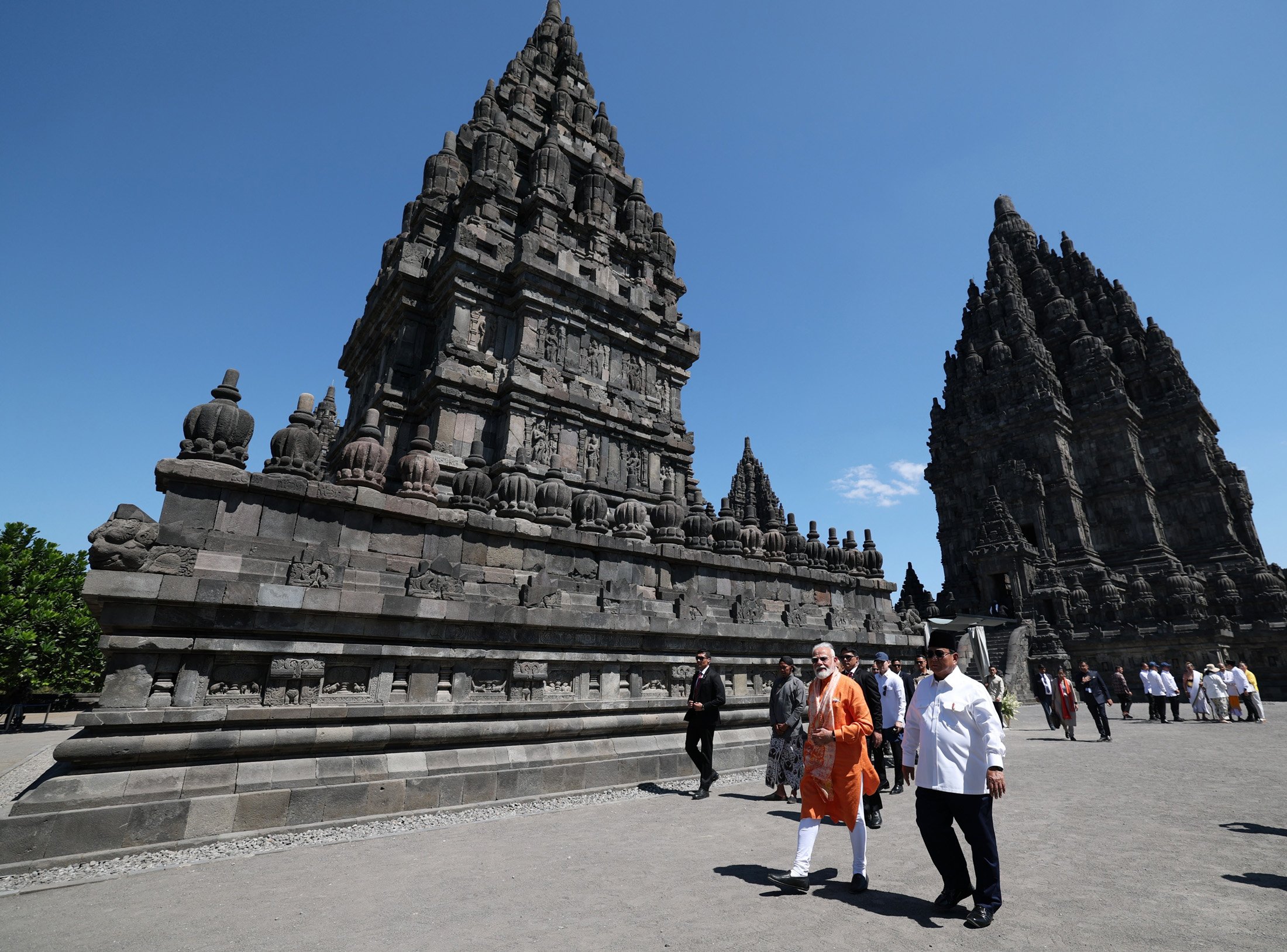 Indian PM Narendra Modi Visits Prambanan Temple Complex in Indonesia