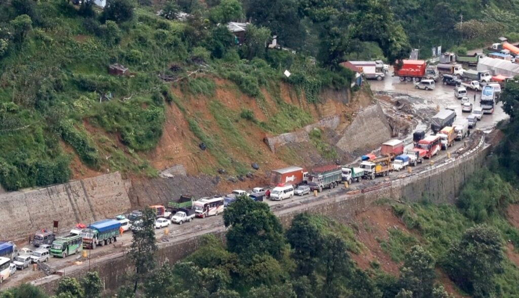 Traffic Halted on Nagdhunga Route Due to Heavy Rainfall and Landslides