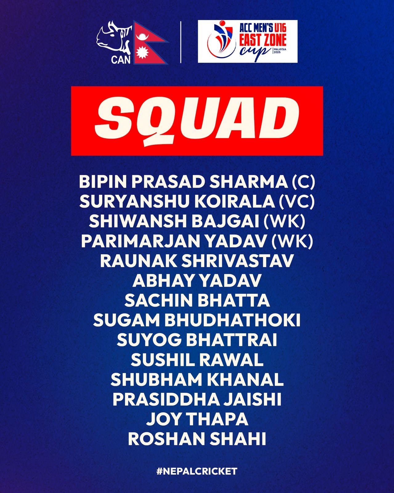 NEPAL 16 squad