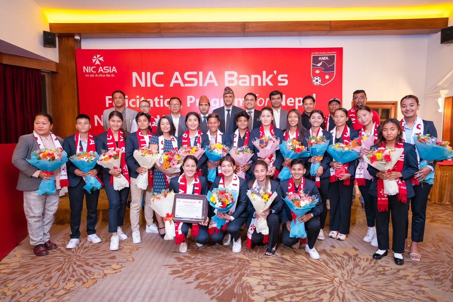 नेपाली महिला फुटबल टोलीलाई एनआईसी एसिया बैंकको सम्मान, अन्जना ब्रान्ड प्रमोटर
