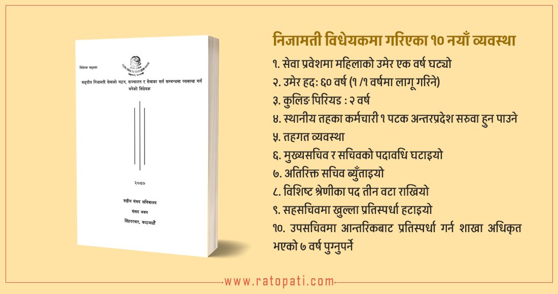 यस्ता छन् निजामती विधेयकमा गरिएका १० नयाँ व्यवस्था