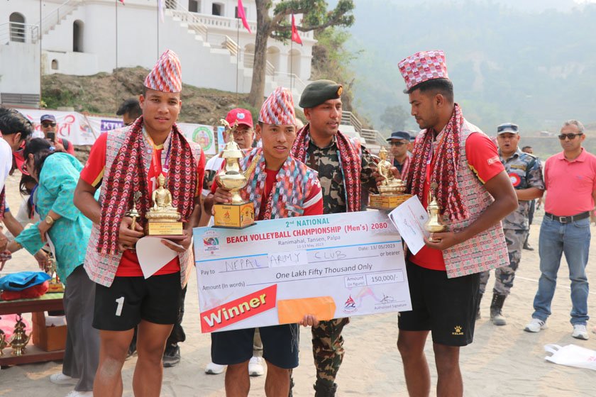 राष्ट्रिय पुरुष बिच भलिबल प्रतियोगिताको उपाधि त्रिभुवन आर्मीलाई