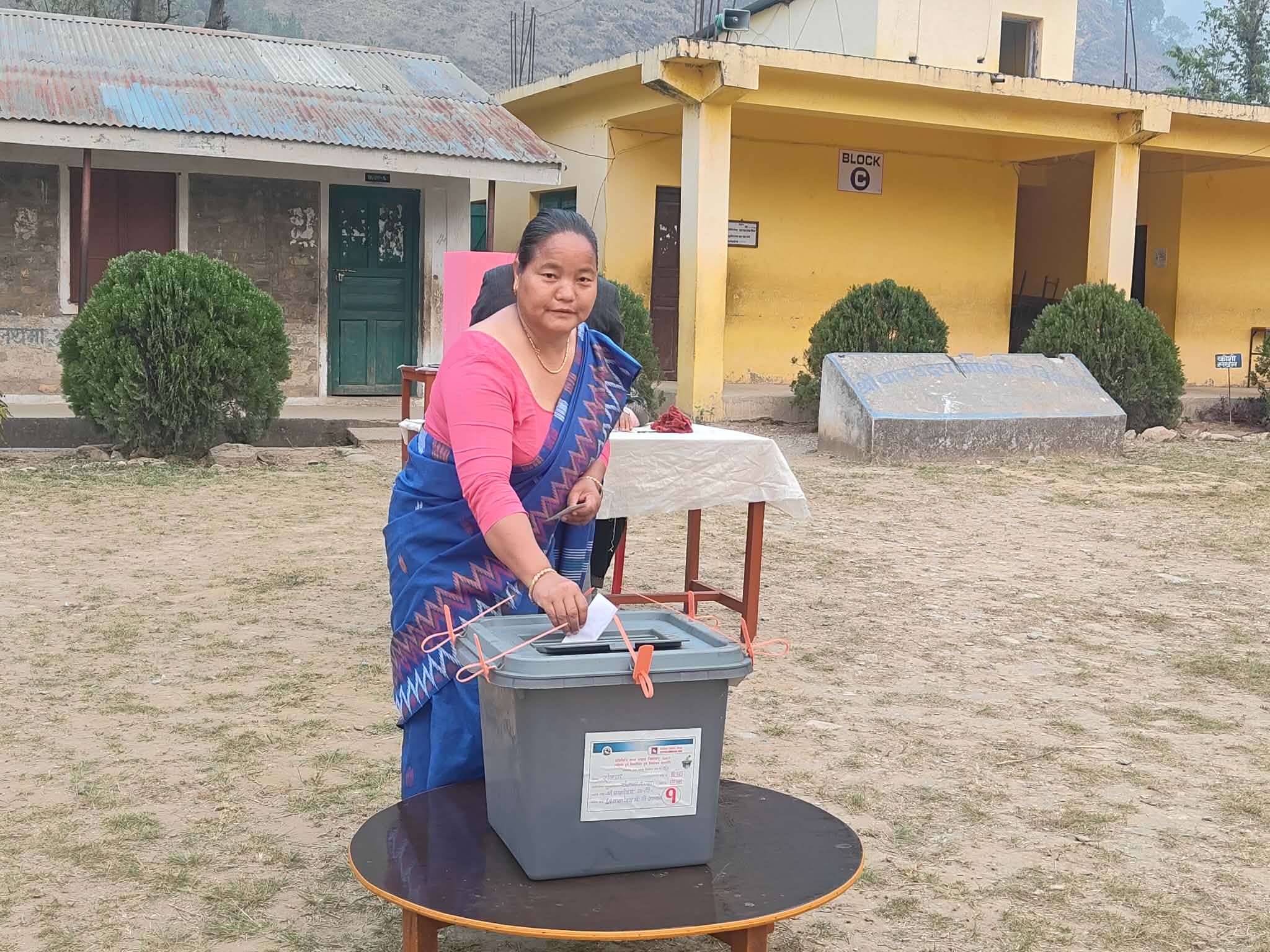 Former Speaker Onsari Gharti Casts Vote in Rolpa