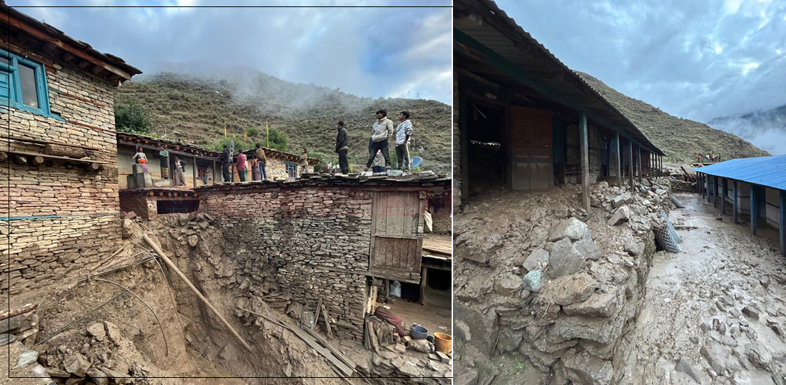   डोल्पाको काइकेमा लेदोसहितको पहिरो, ८ घर पुरिए