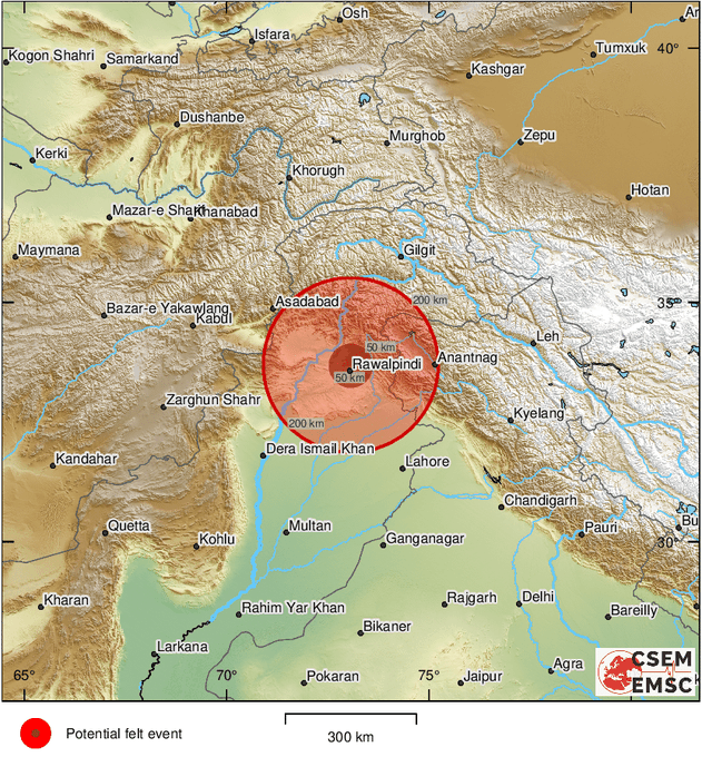 पाकिस्तानमा ६.३ तीव्रताको शक्तिशाली भूकम्प