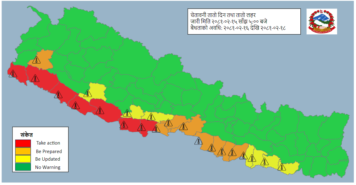 आजको मौसम : कतै वर्षा, कतै तातो लहर