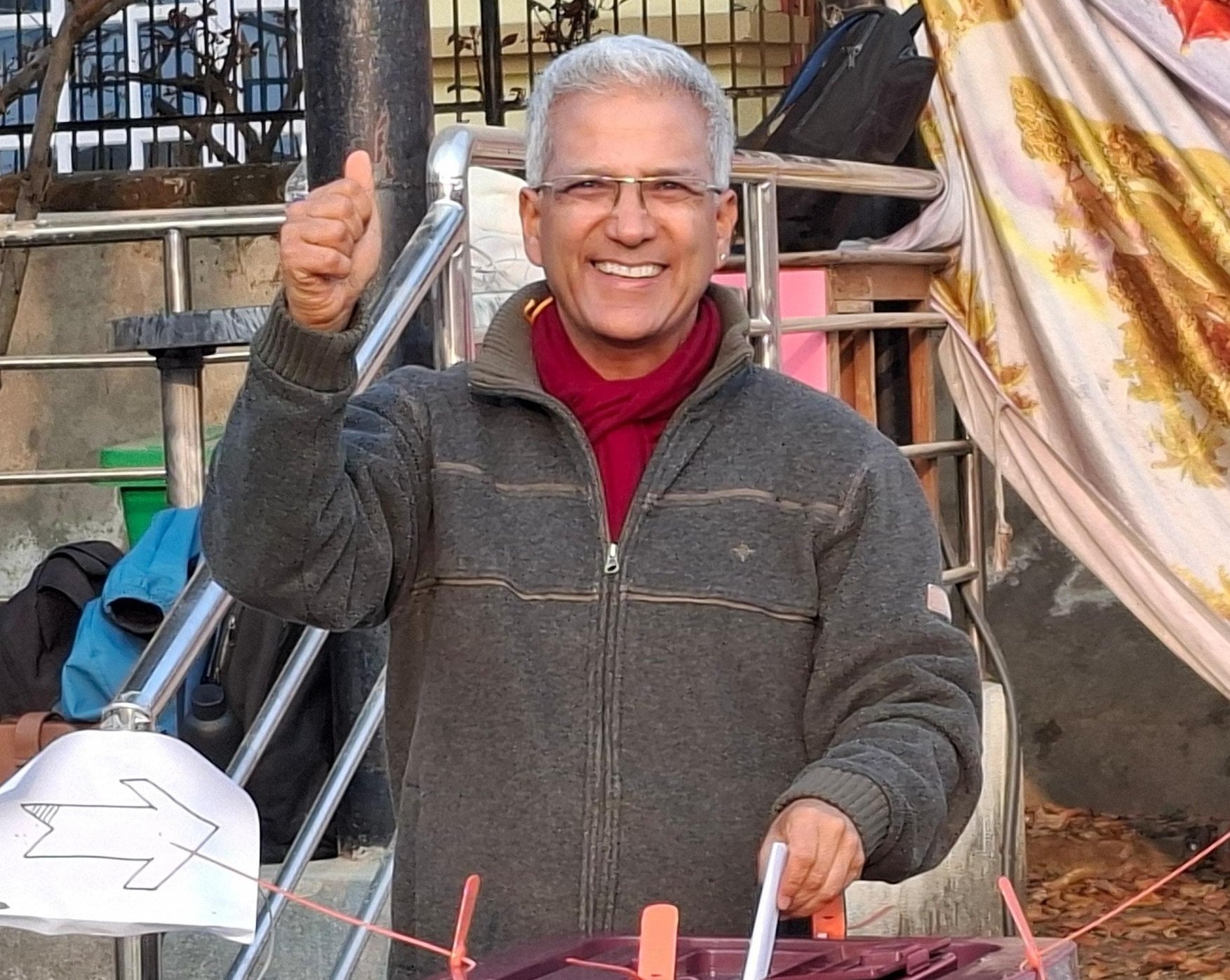 Rastriya Prajatantra Party Senior Vice President Rabindra Mishra Casts His Vote