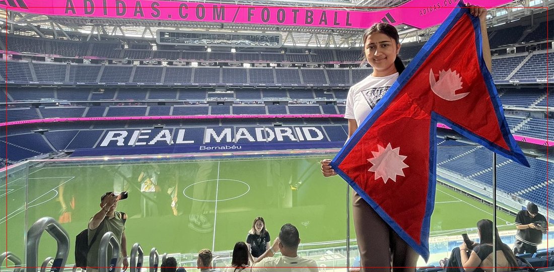   रियल म्याड्रिडको खेलमैदानमा पुगेपछि रचनाले भनिन्– यस्तै रङ्गशाला नेपालमा कहिले बन्ला ?