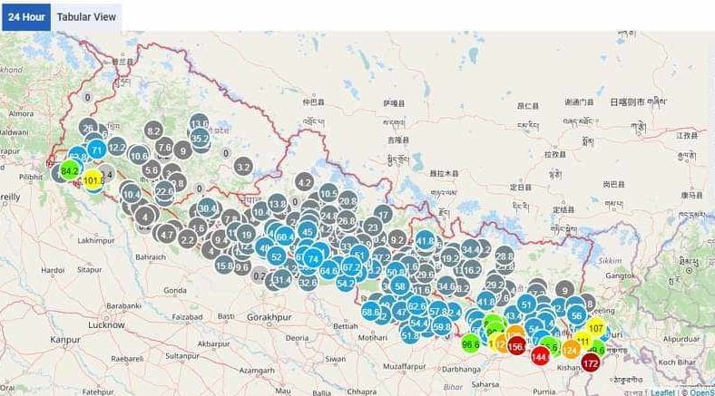 पछिल्लो २४ घण्टामा १५० मिलिमिटर वर्षा