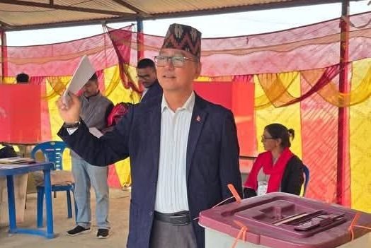 Rastriya Prajatantra Party Chairman Rajendra Lingden Casts His Vote in Jhapa