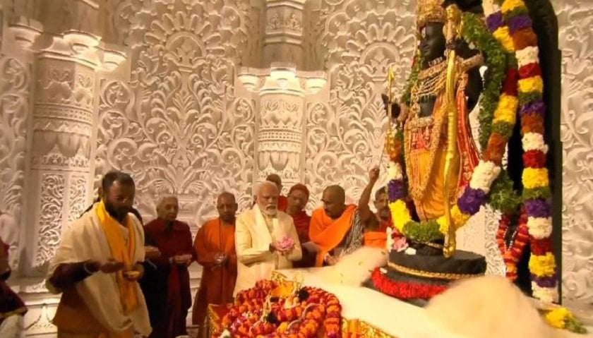 अयोध्यामा राम मन्दिरको प्राण प्रतिष्ठा सम्पन्न, यस्तो छ रामको मूर्ति