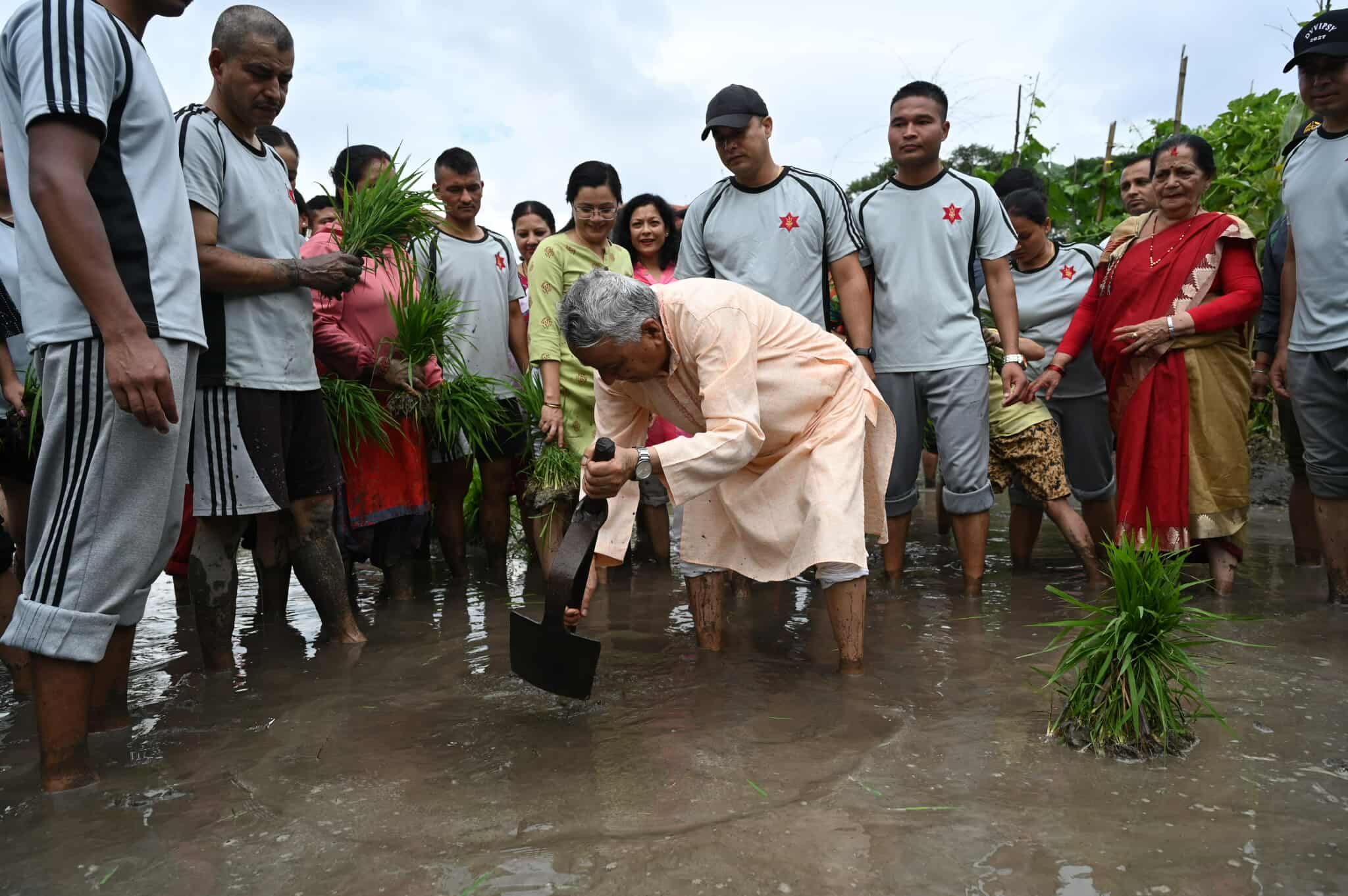   राष्ट्रपति पौडेल धान रोपाइँमा सहभागी