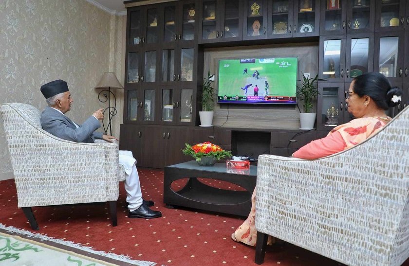 शीतल निवासमा राष्ट्रपतिद्वारा नेपाल र पाकिस्तानबीचको खेल अवलोकन