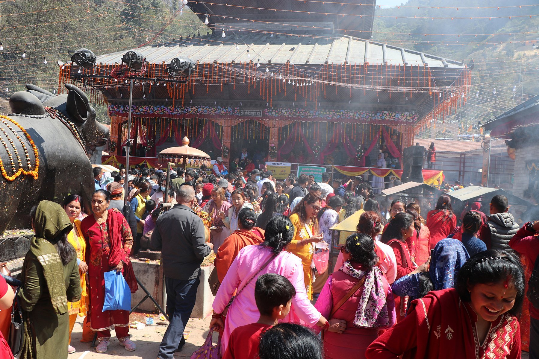 डोलेश्वरसहित भक्तपुरका शिवालयमा दर्शनार्थीको घुइँचो