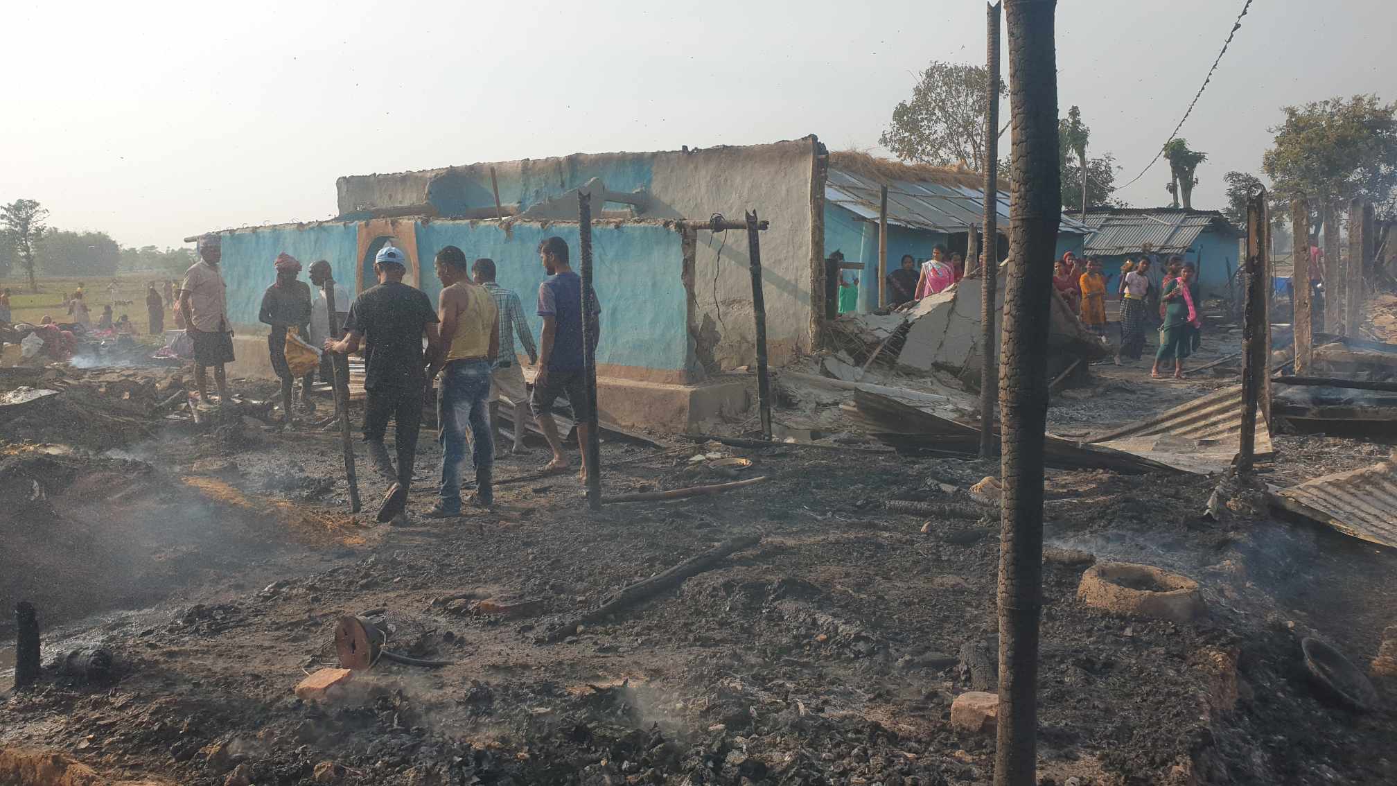 मोरङ रङ्गेलीमा सन्थाल समुदायका २२ घर जले