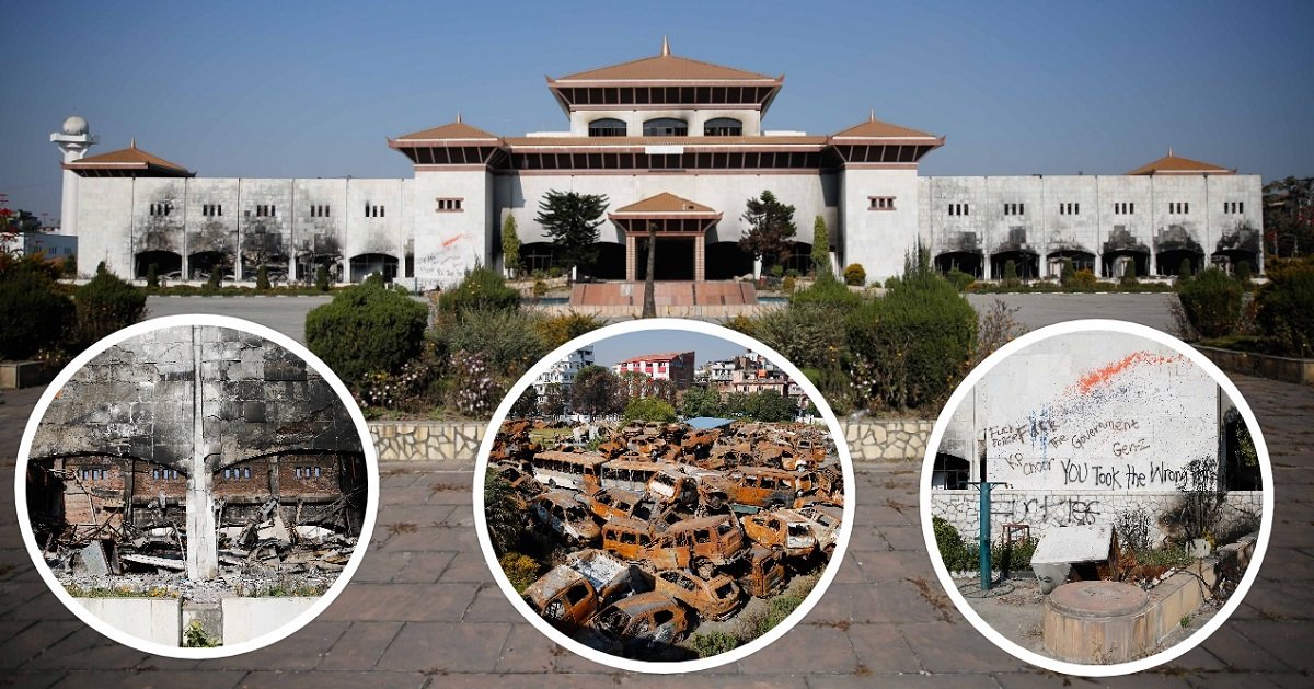   तस्बिरमा हेर्नुहोस् जेनजी आन्दोलनपछि भग्नावशेषमा परिणत भएको सङ्घीय संसद् भवन