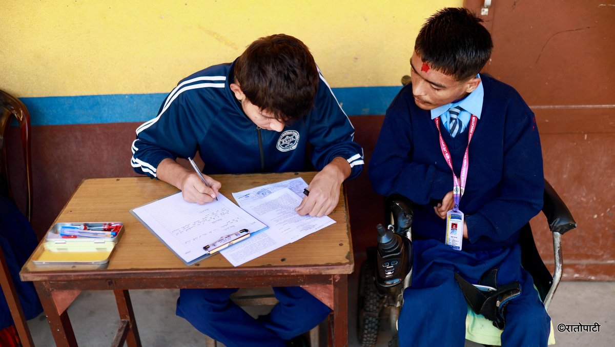 Students with disabilities participate in SEE examinations across Nepal